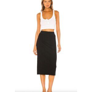 James Perse Black Rib Knit Midi Skirt NWT - Size L
